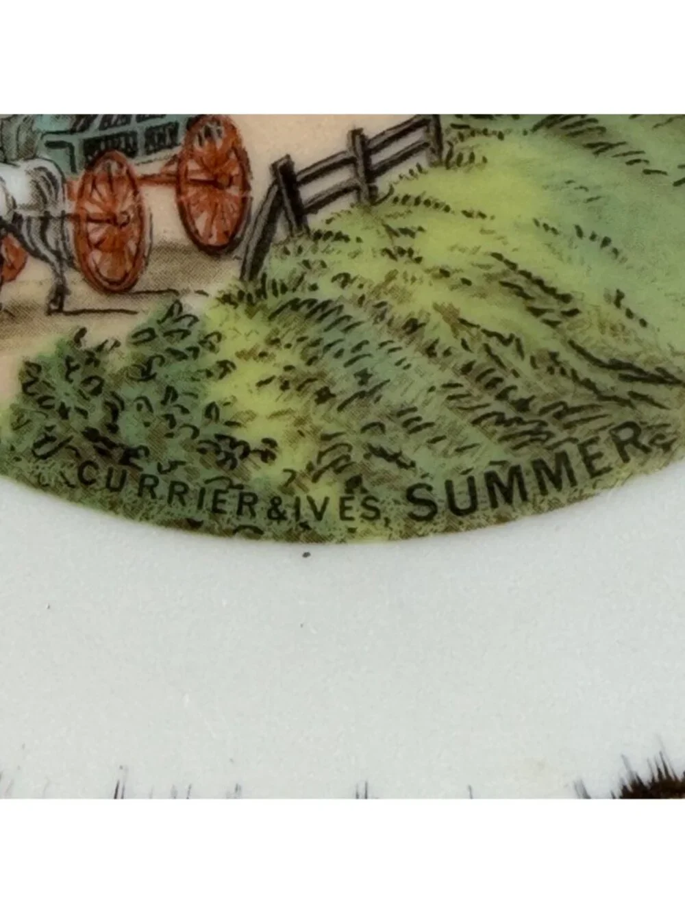 Currier & Ives Decorative Plate With Gold Trim - Summer Scene - Japan
